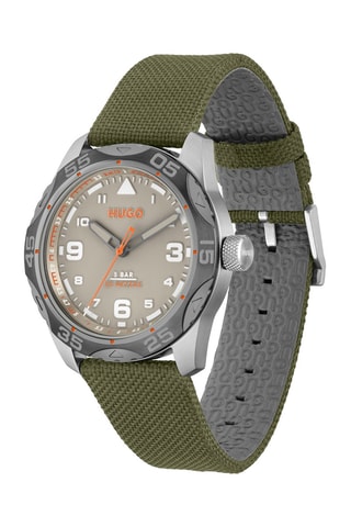 Montre à quartz en tissu - Vert et gris