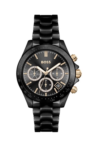Montre à quartz en céramique - Tachymètre et chronographe - Noir