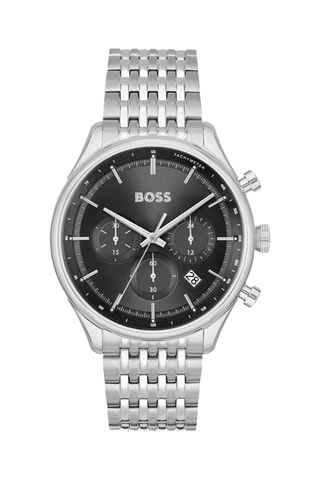 Montre à quartz en acier - Tachymètre et chronographe - Argenté et noir