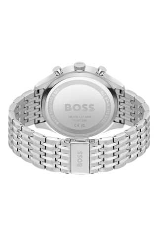 Montre à quartz en acier - Tachymètre et chronographe - Argenté et noir
