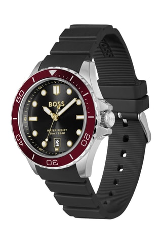 Montre à quartz en silicone - Noir et bordeaux