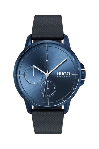 Montre à quartz en cuir - Bleu foncé