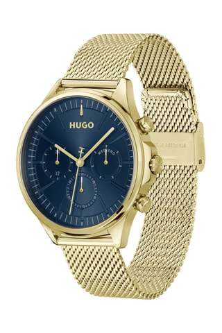 Montre à quartz en acier - Doré et bleu foncé