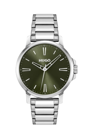 Montre à quartz en acier - Argenté et vert olive