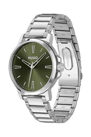 Montre à quartz en acier - Argenté et vert olive