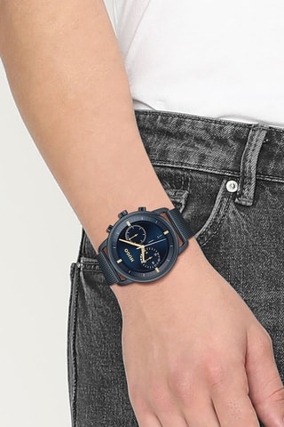 Montre à quartz en acier Bleu marine