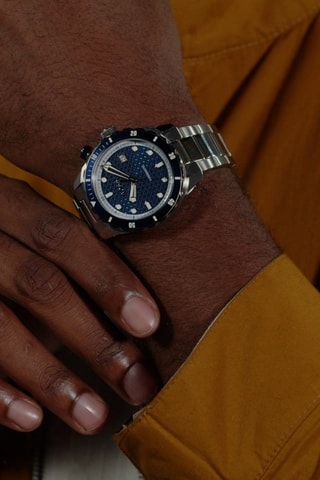 Montre automatique en acier - Argenté et bleu