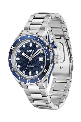 Montre automatique en acier - Argenté et bleu