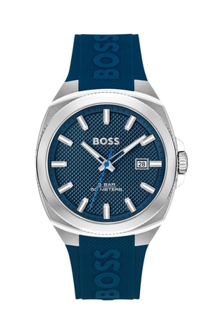 Montre à quartz en silicone - Bleu et argenté