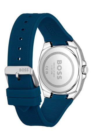 Montre à quartz en silicone - Bleu et argenté
