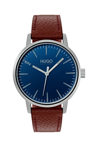 Montre à quartz en cuir - Marron et argenté