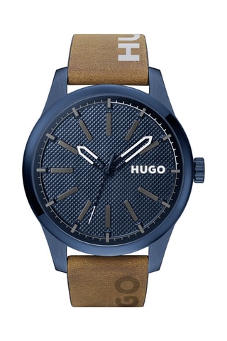 Montre à quartz en cuir - Marron et bleu