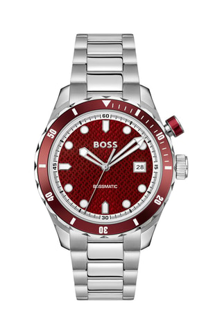 Montre automatique en acier - Argenté et rouge