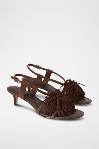 Sandales à talons en cuir de mouton nubuck - Orange