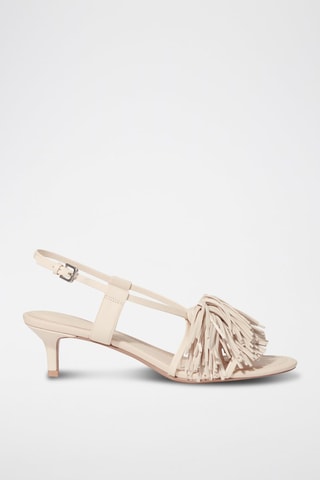 Sandales à talons en cuir de mouton nubuck - Blanc