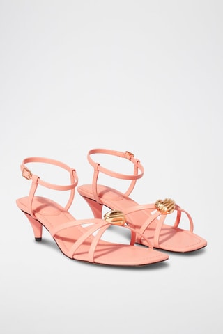 Sandales à talons en cuir de mouton - Orange
