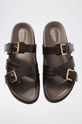 Mules en cuir de mouton nubuck - Marron foncé