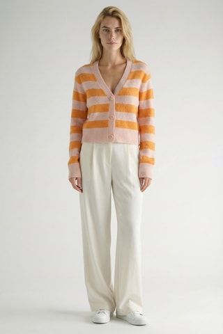 Gilet en laine et alpaga - Orange et rose