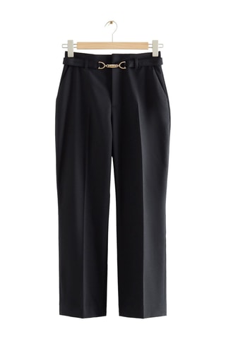 Pantalon droit 7/8 en laine taille haute - Noir - & Other Stories