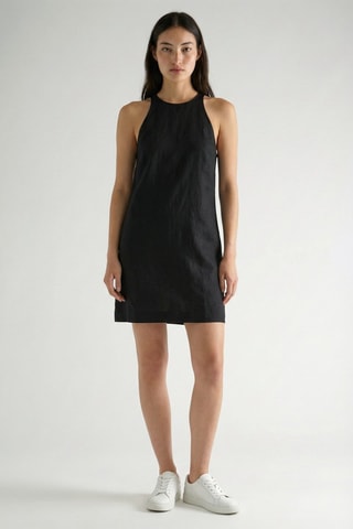 Robe droite en lin - Noir