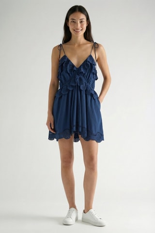 Robe patineuse en broderie anglaise - Bleu marine