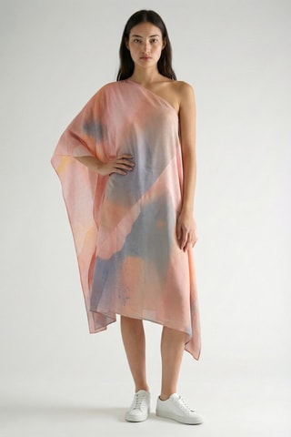 Robe asymétrique dip and dye - Orange