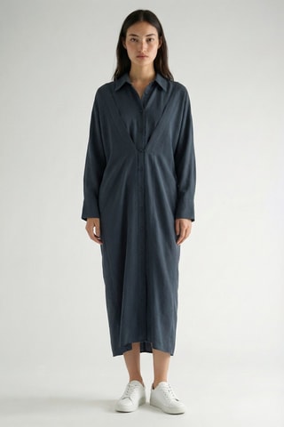 Robe chemise relaxed en lin - Bleu foncé
