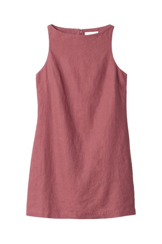Robe droite en lin - Rouge brique