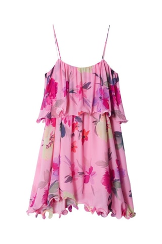Vestido com folhos - Rosa
