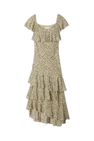 Vestido com folhos - Amarelo
