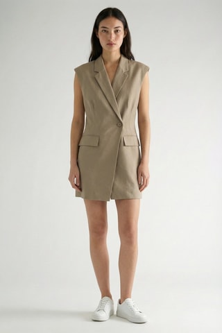 Vestido blazer em linho - Bege
