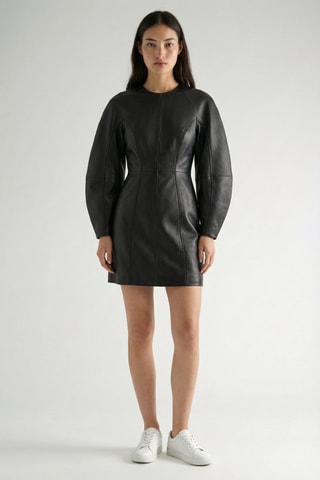 Robe droite en cuir - Noir