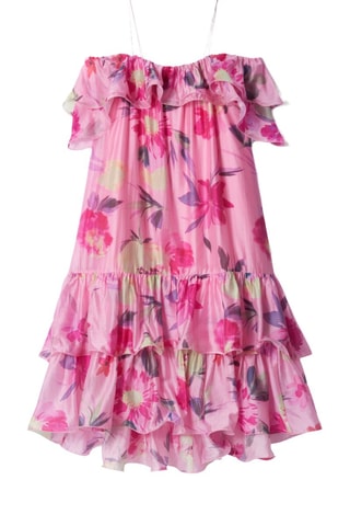 Vestido com folhos - Rosa