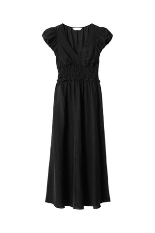 Vestido comprido em linho - Preto