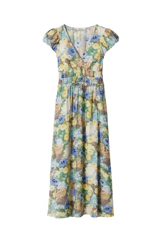 Vestido comprido em linho - Castanho