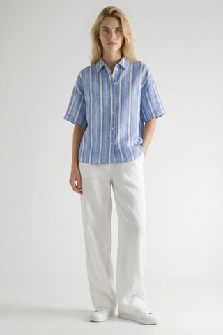 Chemisier oversize en lin - Bleu clair