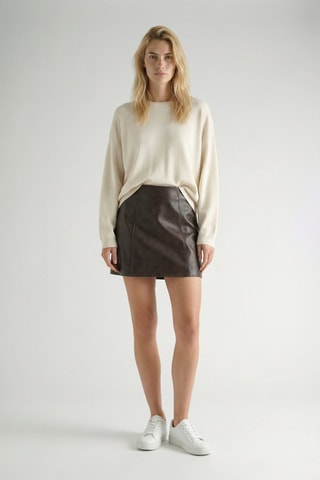 Jupe droite en cuir - Marron