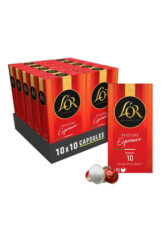 100 cápsulas - Café Passione Espresso - Intensidad 10 - 10 x 10 cápsulas L'Or Espresso