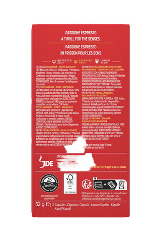 100 cápsulas - Café Passione Espresso - Intensidad 10 - 10 x 10 cápsulas L'Or Espresso