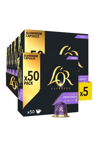 250 cápsulas - Café Lungo Profondo - Intensidad 8 - 5 x 50 cápsulas L'Or Barista