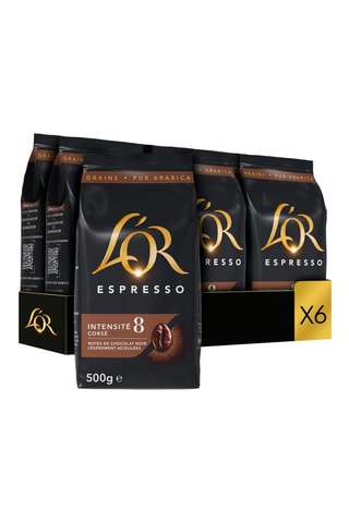 6 x 500 g - Café en grano L'Or Espresso Intenso - Intensidad 8