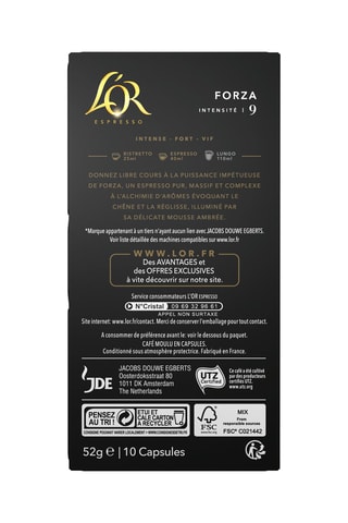 200 cápsulas - Café Forza - Intensidad 9 - 20 x 10 cápsulas L'Or Espresso