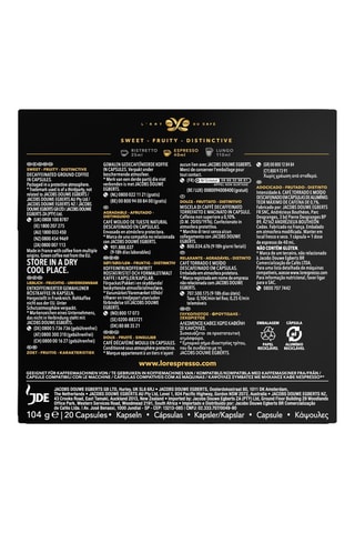 200 cápsulas - Descafeinado - Intensidad 6 - 10 x 20 cápsulas L'Or Espresso