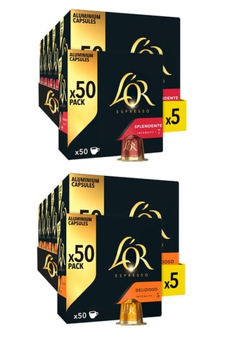 250 cápsulas L'Or Espresso - Café Splendente - Intensidad 7 + 250 cápsulas L'Or Espresso - Café Delizioso - Intensidad 5 