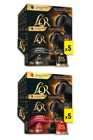 50 cápsulas L'Or Barista - Café Doble Ristretto - Intensidad 11 y 50 cápsulas L'Or Barista - Café Doble Espresso - Intensidad 7