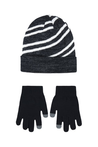 Bonnet et gants - Blanc, gris et noir