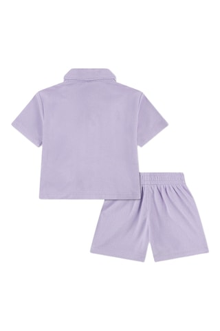 Top et short - Blanc, violet et rose