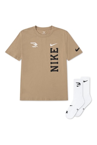 T-shirt et chaussettes - Beige, blanc et noir