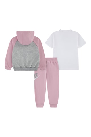 Conjunto de sudadera con capucha, camiseta y pantalón - Rosa