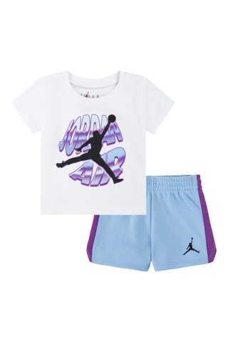 Camiseta y short - Blanco, azul y violeta